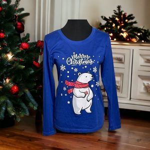 Long Sleeve Christmas Tee with Polar Bear